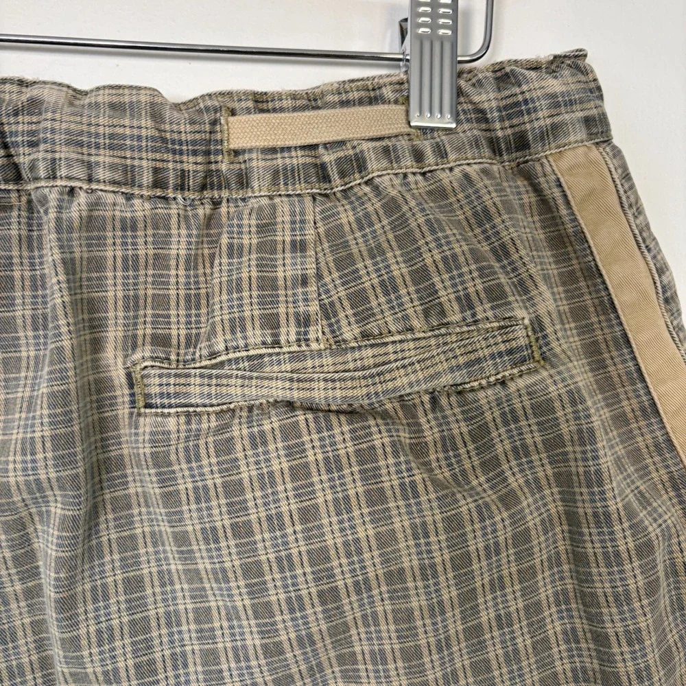 Vintge American Eagle Mens Plaid Shorts Sz33 Khaki Drawstring Cotton Durable